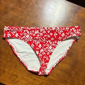 aerie Red & White Floral Bikini Bottoms